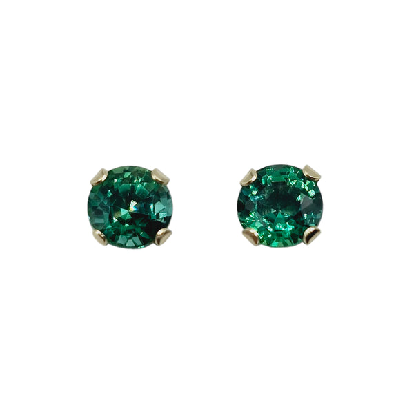 14KT Yellow Gold 4x4mm Genuine Gemstone Stud Earrings