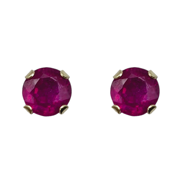 14KT Yellow Gold 5x5mm Genuine Gemstone Stud Earrings