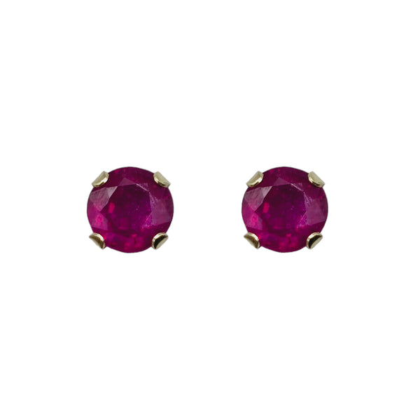 14KT Yellow Gold 4x4mm Genuine Gemstone Stud Earrings