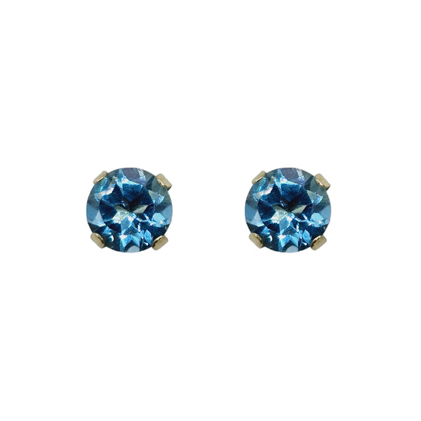 14KT Yellow Gold 4x4mm Genuine Gemstone Stud Earrings