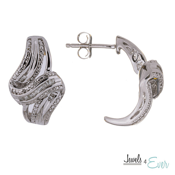 Sterling Silver Diamond Earrings