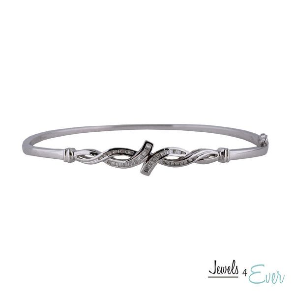 Sterling Silver Bangle Bracelet with Diamonds