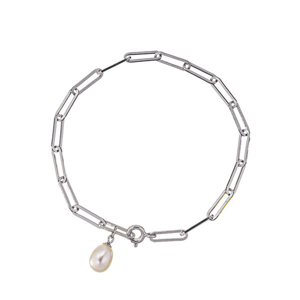 Sterling Silver with Genuine Freshwater Pearl Set of Bracelet and Earrings