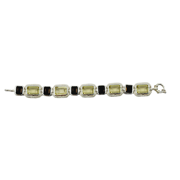 Sterling Silver Lemon and Smokey Quartz 44cts Bracelet