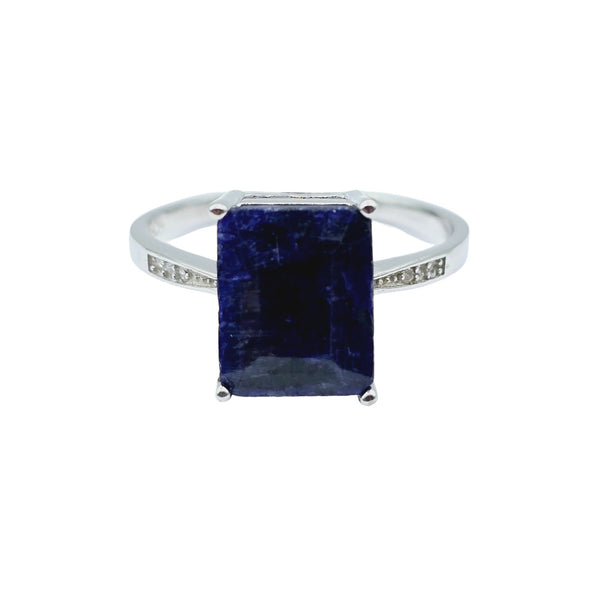 Sterling Silver Genuine Gemstone 12x10mm Ring
