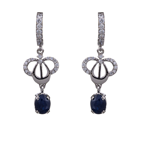 Sterling Silver Gemstones and CZ Set of Earrings and Necklace