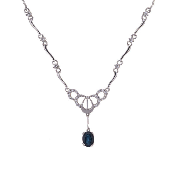 Sterling Silver Gemstones and CZ Set of Earrings and Necklace