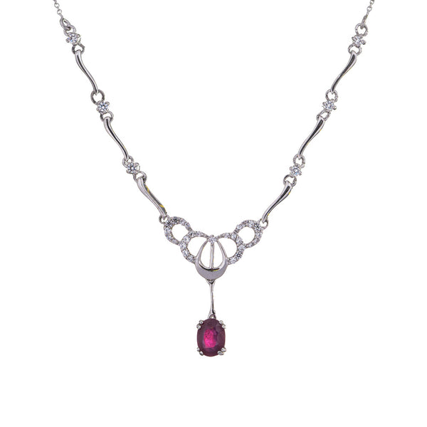 Sterling Silver Gemstones and CZ Set of Earrings and Necklace
