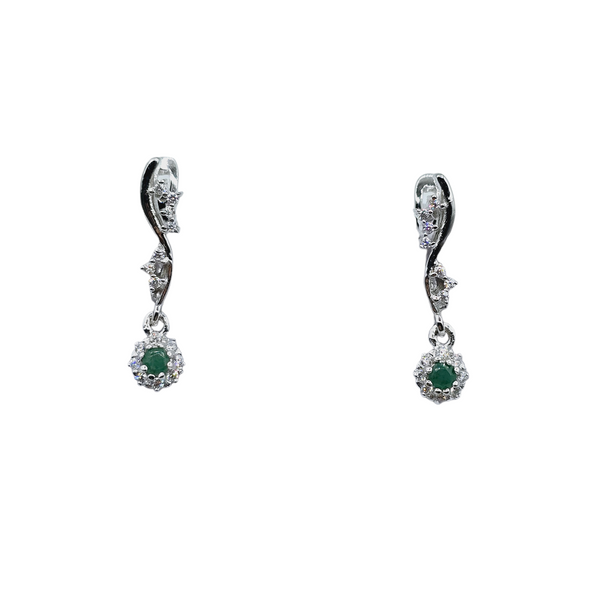 Sterling Silver Gemstones and CZ Set of Earrings and Necklace