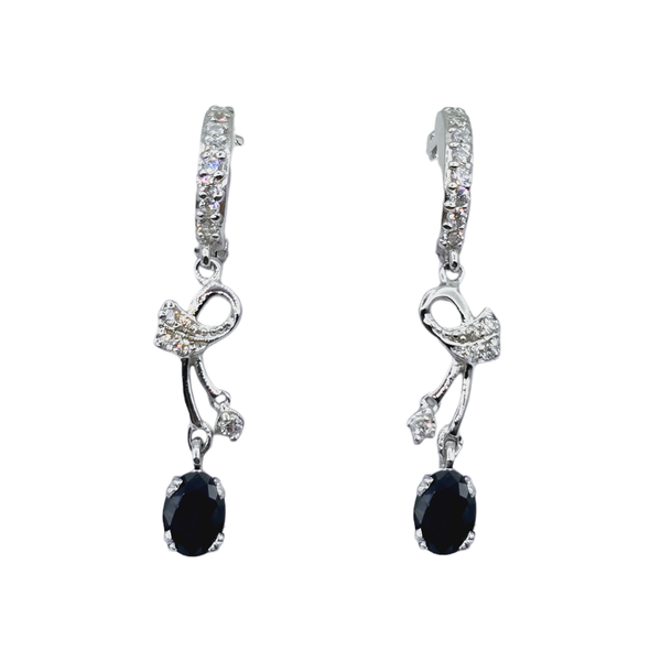 Sterling Silver Gemstones and CZ Set of Earrings and Necklace