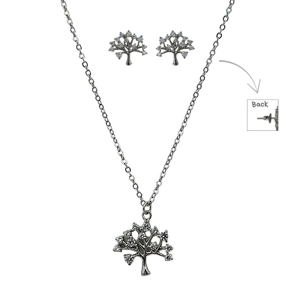 Sterling Silver Set of Necklace and Earrings