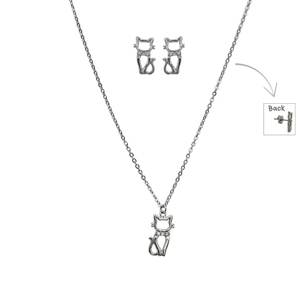 Sterling Silver Set of Necklace and Earrings