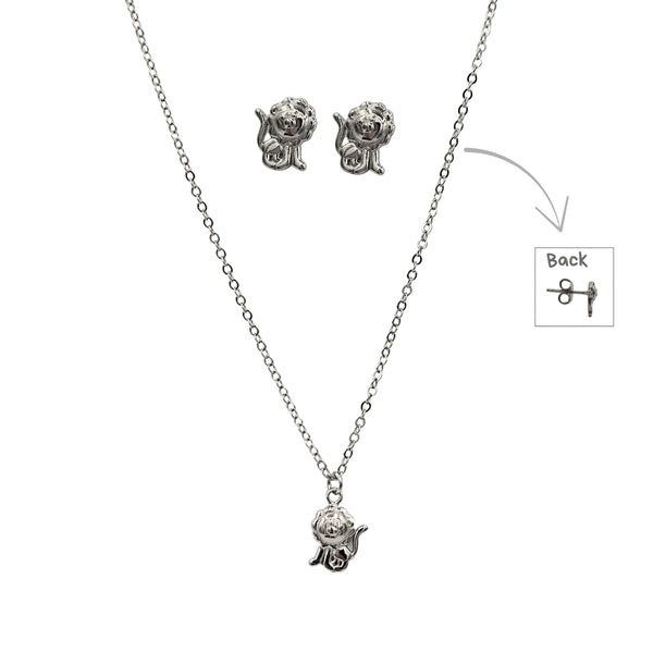 Sterling Silver Set of Necklace and Earrings