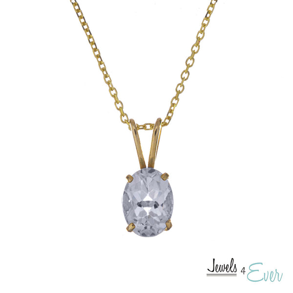 10KT Yellow Gold 8x6 mm Genuine Gemstone Pendant