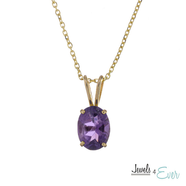 10KT Yellow Gold 8x6 mm Genuine Gemstone Pendant