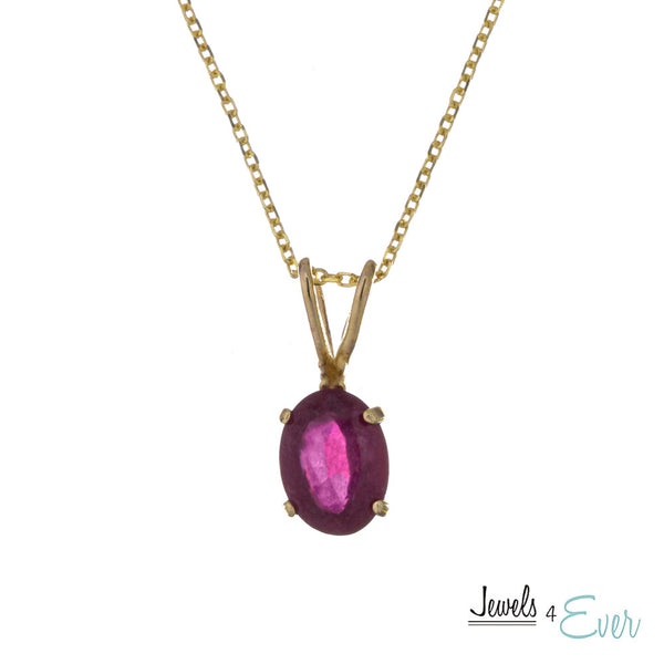 10KT Yellow Gold 8x6 mm Genuine Gemstone Pendant