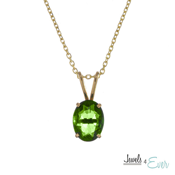 10KT Yellow Gold 8x6 mm Genuine Gemstone Pendant