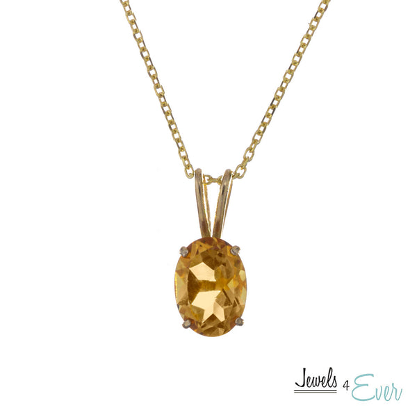 10KT Yellow Gold 8x6 mm Genuine Gemstone Pendant