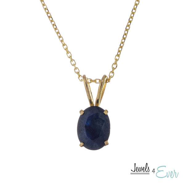 10KT Yellow Gold 8x6 mm Genuine Gemstone Pendant