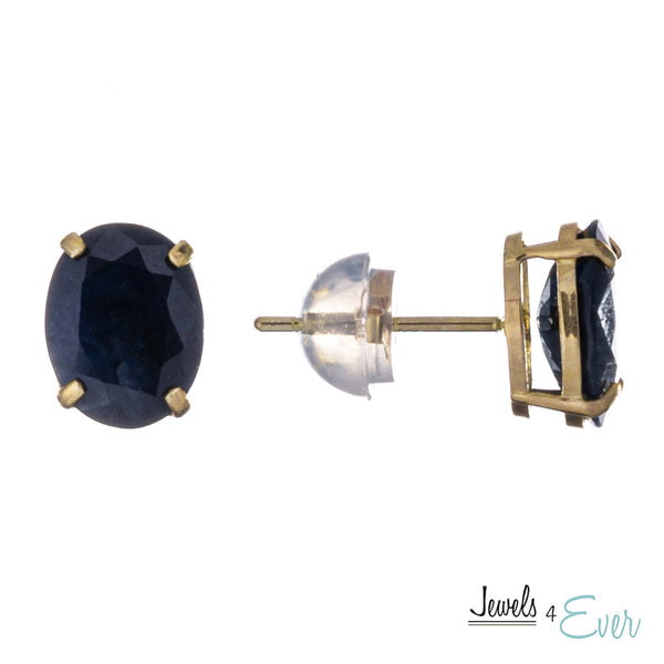 10KT Yellow Gold 8 x 6 mm Genuine Gemstone Stud Earrings