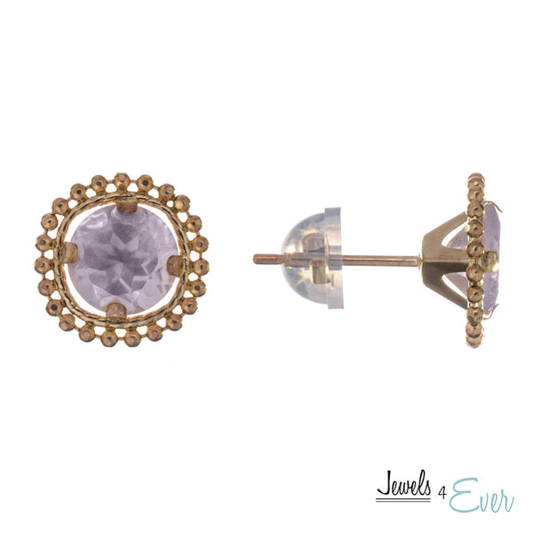 10kt Yellow Gold 6mm Milgrain Gemstone Stud Earrings