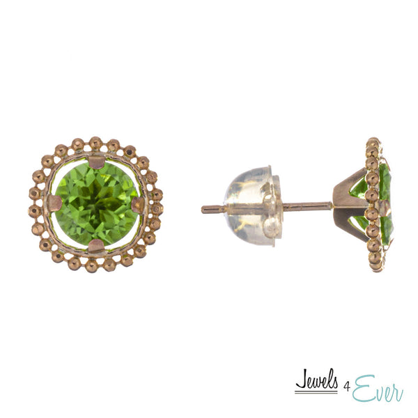 10kt Yellow Gold 6mm Milgrain Gemstone Stud Earrings