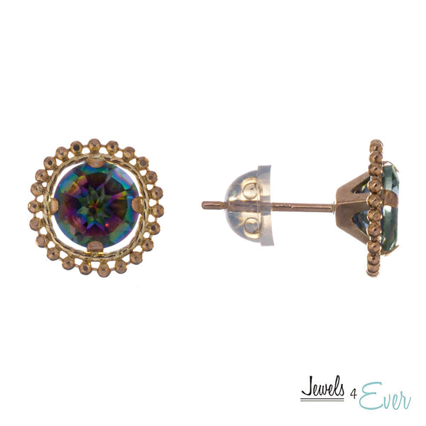 10kt Yellow Gold 6mm Milgrain Gemstone Stud Earrings