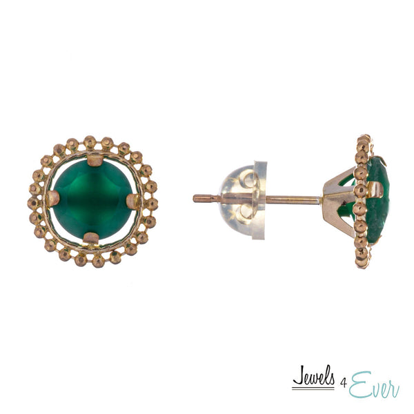 10kt Yellow Gold 6mm Milgrain Gemstone Stud Earrings