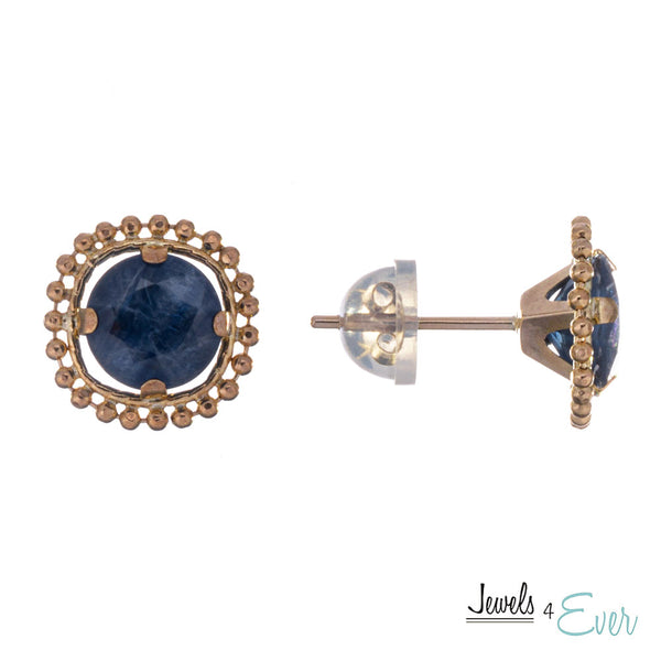 10kt Yellow Gold 6mm Milgrain Gemstone Stud Earrings