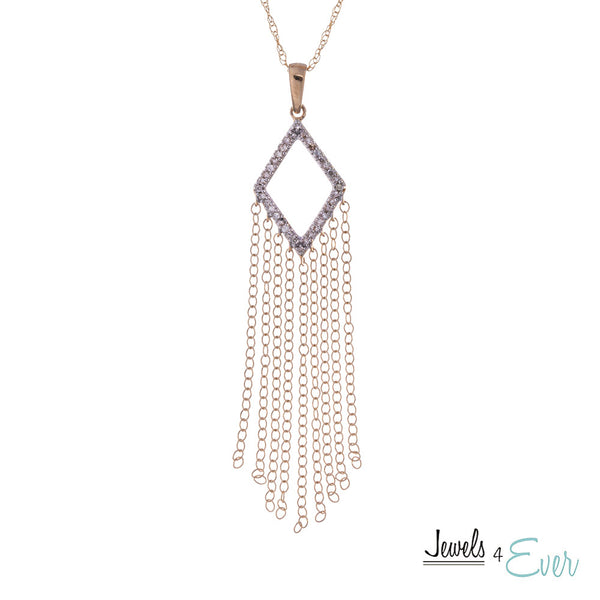 10K Gold Diamond Pendant with Chain