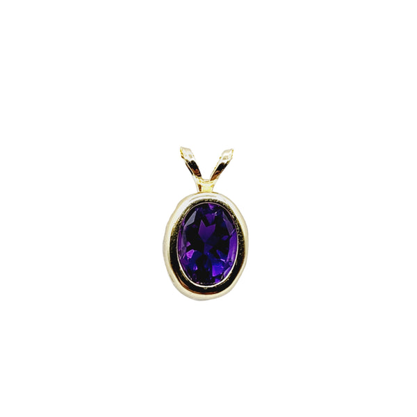 14kt Yellow Gold Gemstone 8x6mm Bezel Pendant