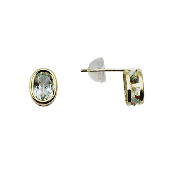 14kt Yellow Gold Gemstone 7x5mm Bezel Earrings
