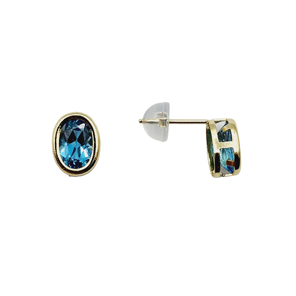 14kt Yellow Gold Gemstone 7x5mm Bezel Earrings