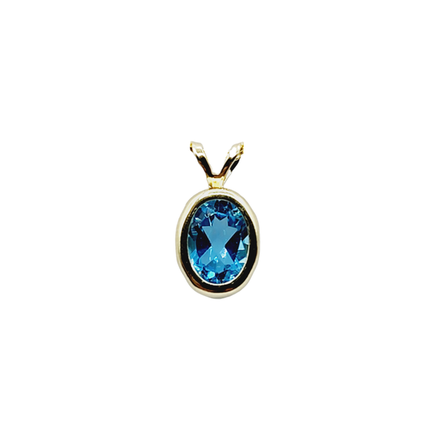 14kt Yellow Gold Gemstone 8x6mm Bezel Pendant