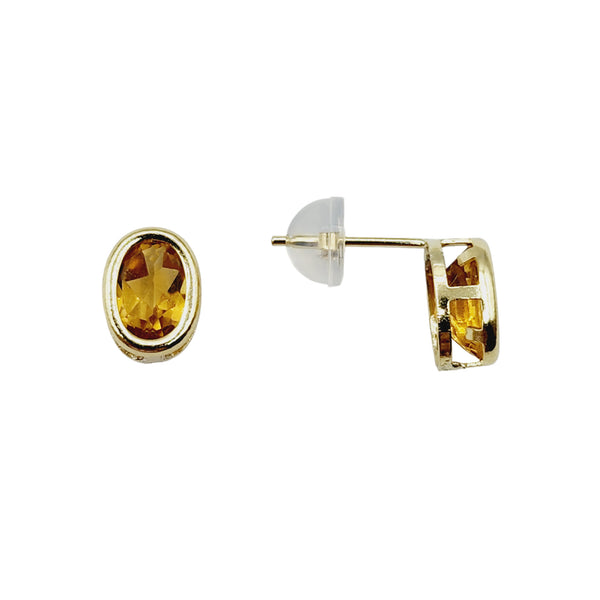 14kt Yellow Gold Gemstone 7x5mm Bezel Earrings