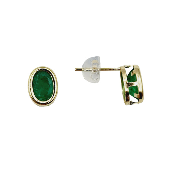 14kt Yellow Gold Gemstone 7x5mm Bezel Earrings