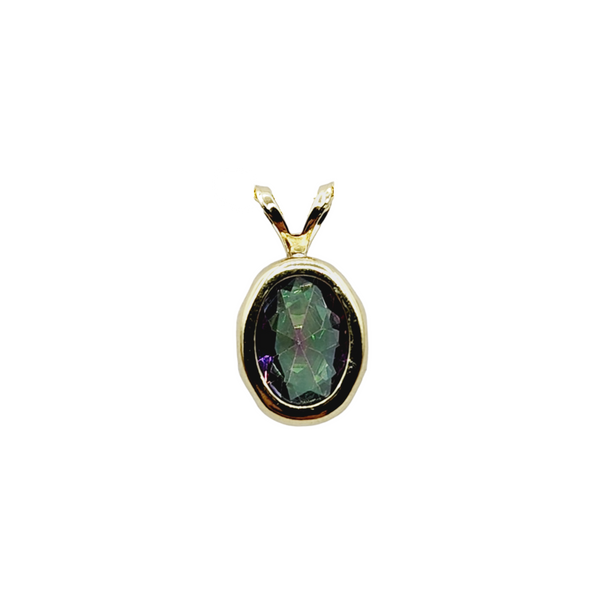 14kt Yellow Gold Gemstone 8x6mm Bezel Pendant
