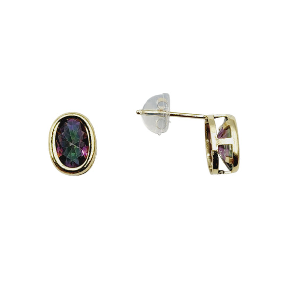 14kt Yellow Gold Gemstone 7x5mm Bezel Earrings