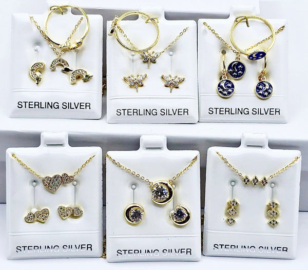 Sterling Silver Set of Necklace, Earrings and Ring