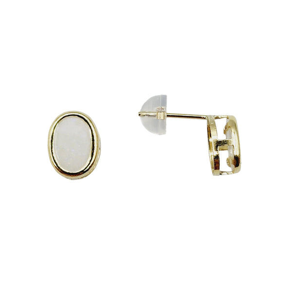 14kt Yellow Gold Gemstone 7x5mm Bezel Earrings