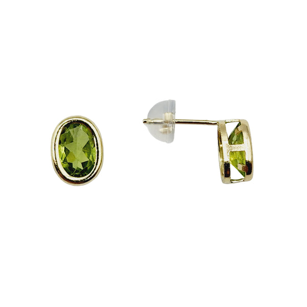 14kt Yellow Gold Gemstone 7x5mm Bezel Earrings