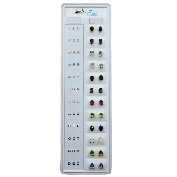 10KT Yellow Gold 6x4mm Genuine Gemstone Stud Earrings