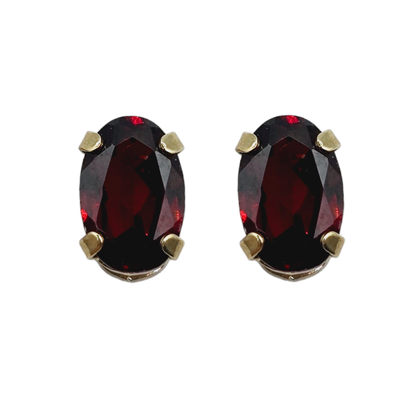 10KT Yellow Gold 6x4mm Genuine Gemstone Stud Earrings
