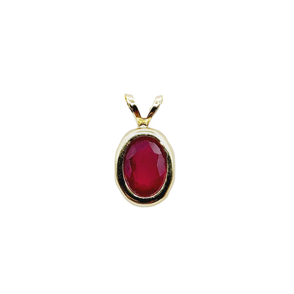 14kt Yellow Gold Gemstone 8x6mm Bezel Pendant