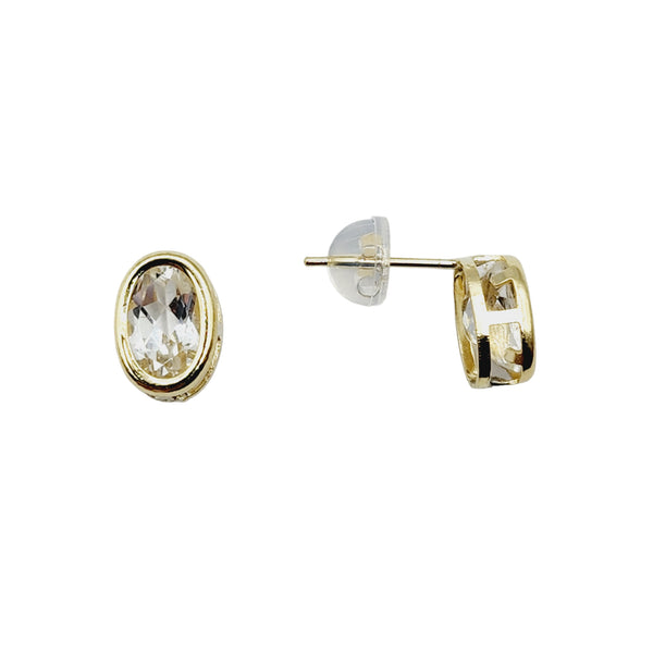 14kt Yellow Gold Gemstone 7x5mm Bezel Earrings