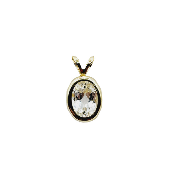 14kt Yellow Gold Gemstone 8x6mm Bezel Pendant