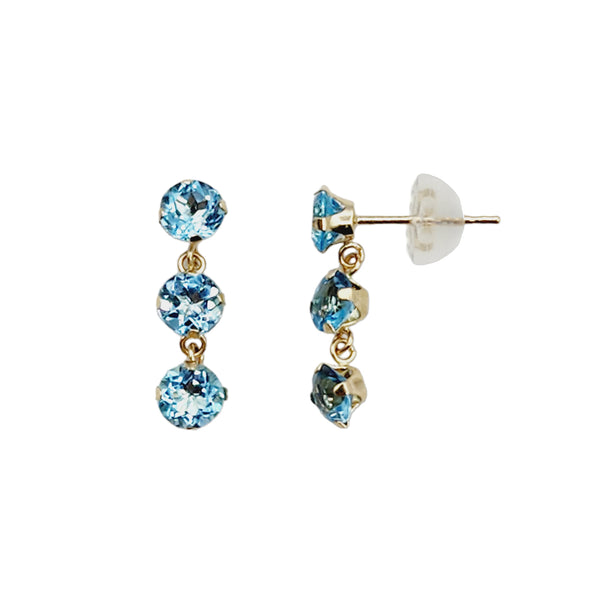 14K Yellow Gold 6 Genuine Gemstones 4x4mm Stud Earrings