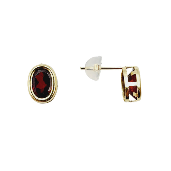 14kt Yellow Gold Gemstone 7x5mm Bezel Earrings
