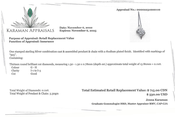 Sterling Silver Diamond Pendant with Chain