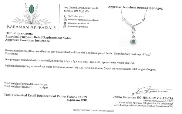 Sterling Silver Gemstones and CZ Set of Earrings and Necklace